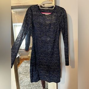 Express navy blue bodycon mini dress. Lace, backless